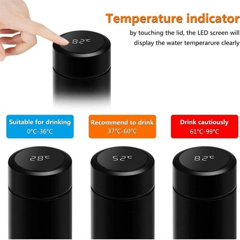 Bouteille Thermos en Acier Inoxydable avec Affichage Numérique de la Température, 500ml - E-ZONES